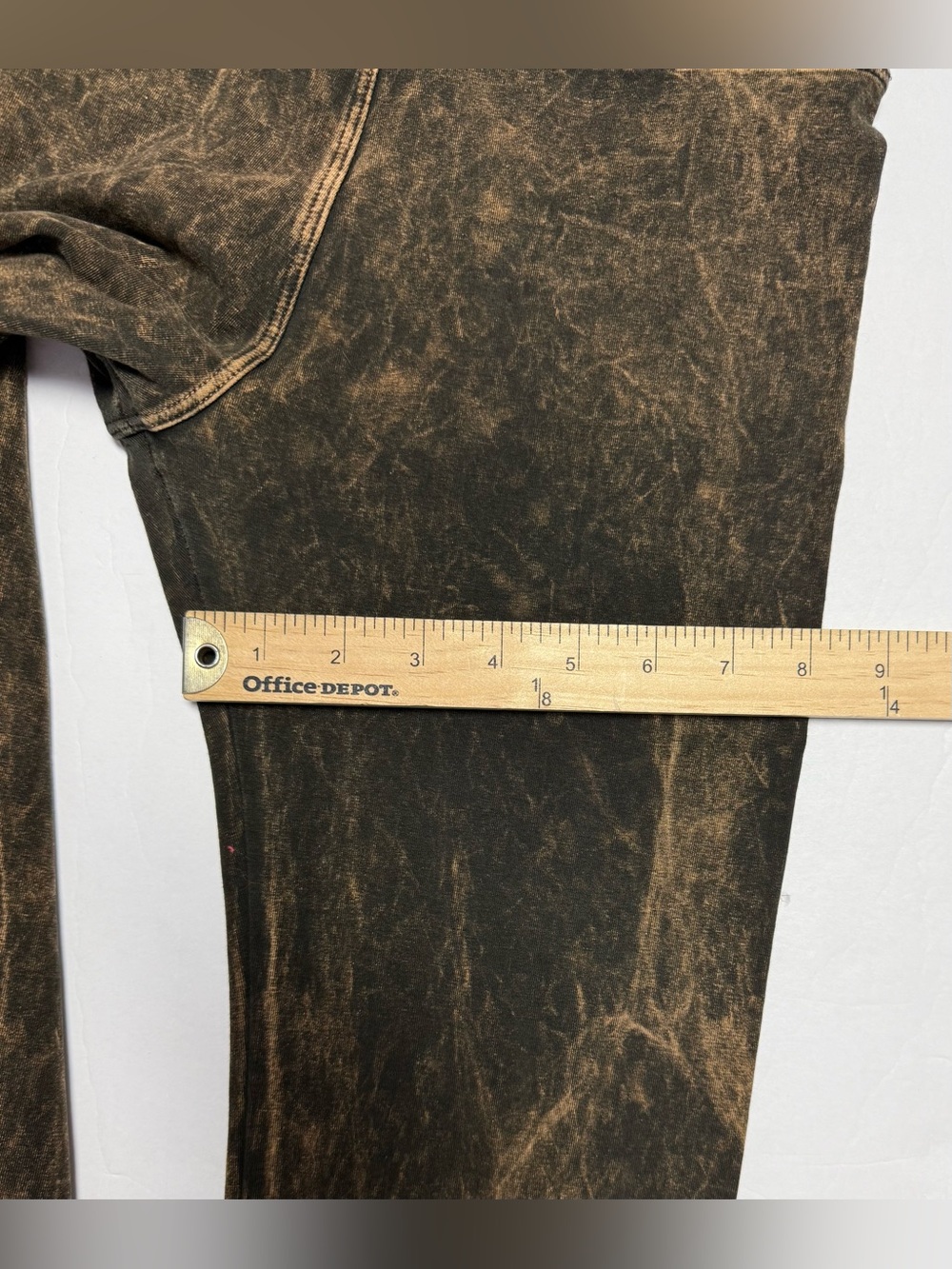 T Party Brown mineral wash Fringe flare-Leg Stretch yoga Pants size M - Picture 6 of 15
